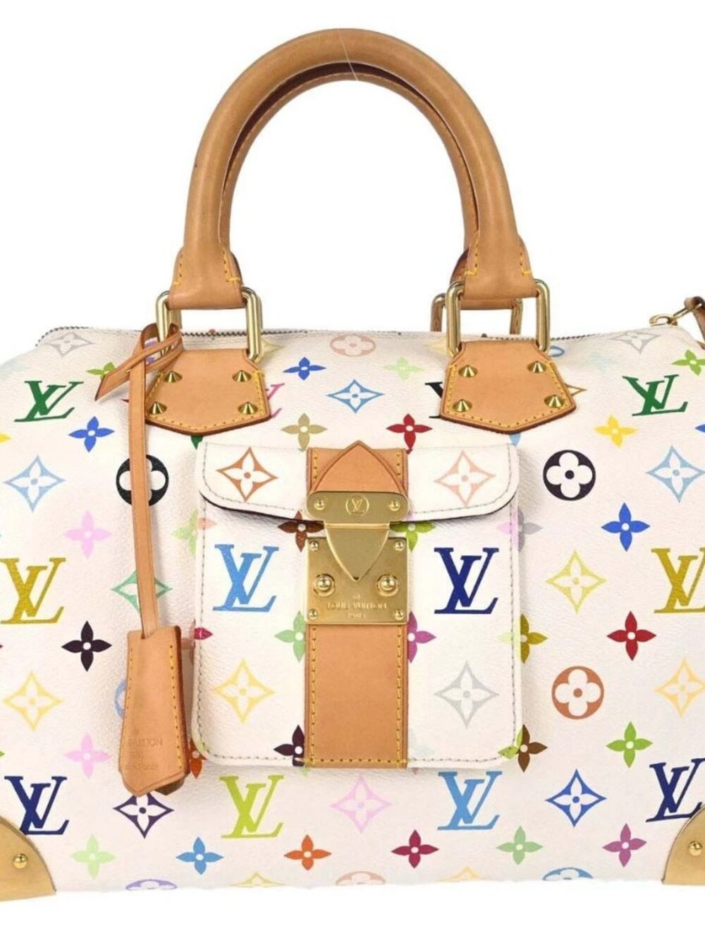 Louis Vuitton White Monogram Multicolor Speedy 30 Handbag M92643 SP2087 189072